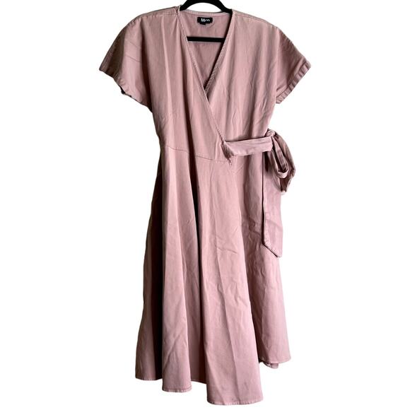 Mien Kindred Wrap Dress Women Medium Pink Party MADE USA Designer Lagenlook Boho - Picture 2 of 10